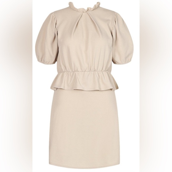 54. PLUS PEPLUM PUFF SLEEVE HIGH NECK SKATER DRESS in Black NWT size 18 - Picture 3 of 8